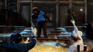 Clark Duke, John Cusack, A Bear, Rob Corddry and Craig Robinson in Hot Tub Time Machine